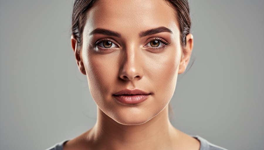 Close-up studio portrait with soft key light and gentle rim light on a subject’s face